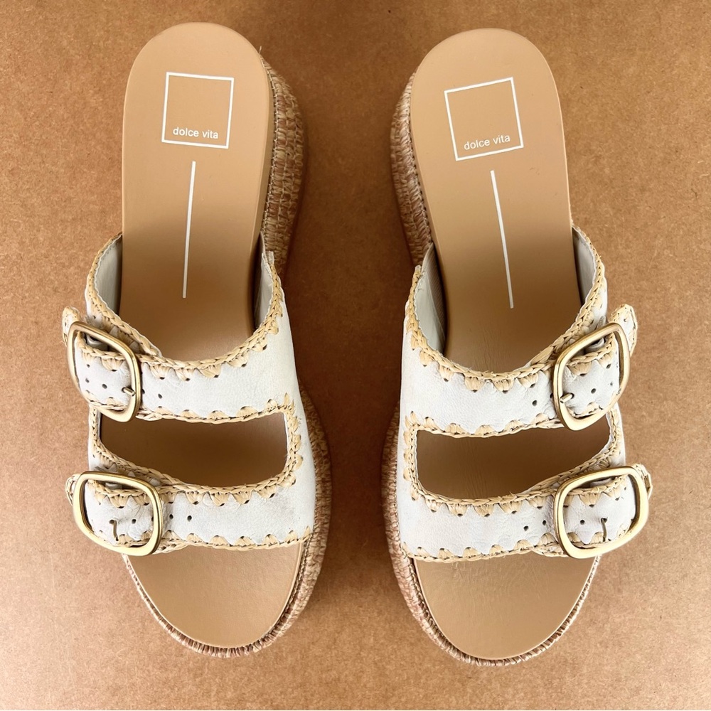 NEW DOLCE VITA BEIGE ESPADRILLE PLATFORM SANDALS - Picture 11 of 13